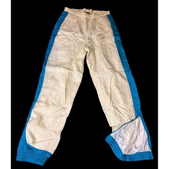 Vtg 90s Y2k sportswear Nylon Blue Track Sweatpants Color block white blue S - Picture 12 of 13